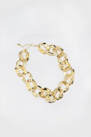 COLLAR CADENA CORRUGADA ORO