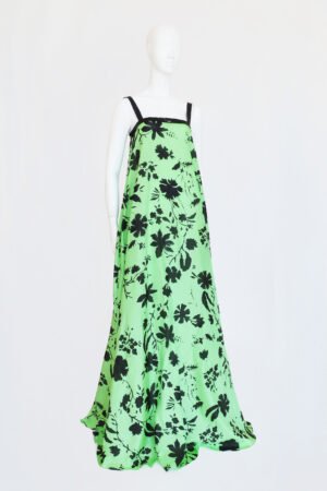 VESTIDO STRAPLESS CON TIRANTES SEDA ESTAMPADA VERDE
