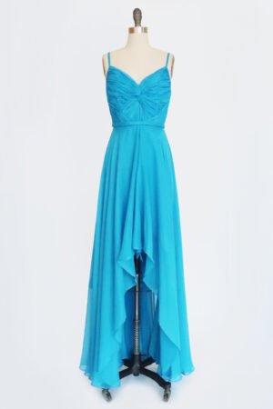 VESTIDO DRAPEADO CRUZADO CON TIRANTES TURQUESA