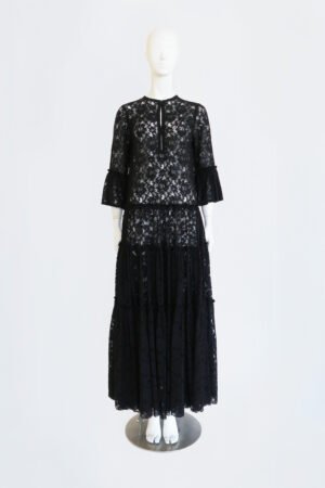 VESTIDO DOBLE BOTON ENCAJE COT NEGRO