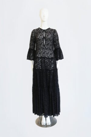 VESTIDO DOBLE BOTON ENCAJE NEGRO